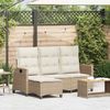 vidaXL Gartensofa mit Liegefunktion Kissen L-Form Beige Poly Rattan 4108242 Bild 1