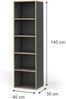 Bücherregal Tetrix Anthrazit 40 x 140 cm mit 5 Fächern Vicco Bild 2