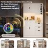 Merax 180cm Küchenschrank, moderner hoher Aufbewahrungs- und Weinschrank mit verstellbaren Einlegeböden, 3 Schubladen, Weinregal, farbwechselnder LED-Beleuchtung und Steckdosen, Weiß Bild 5