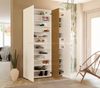 Schuhschrank >Lady< 20 Böden, weiss hochglanz / Eiche Dekor - 120x200x34 (BxHxT) Bild 3