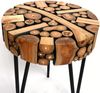 Beistelltisch Teakholz Couchtisch Dreibeintisch rund Baumscheibentisch Bild 3