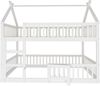 Etagenbett 140x200 cm mit Treppe und hohem Schutzgitter – Massivholz,Weiß Bild 4