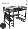 Hochbett mit Eckschreibtisch, LED-Streifen, Regal und USB+Typ-C, 90x200 cm, Metallbett mit Rausfallschutz, Kinderbett Bild 5