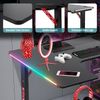 Todeco L-förmiger Gaming-Computertisch mit LED-Leuchten, Eckschreibtisch 140 x 100cm Gaming Schreibtisch, PC Tisch Gaming mit Kohlefaseroberfläche, mit Kopfhörerhaken Getränkehalter Bild 5