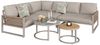 MODFU Sofa Garten-Lounge-Set,Ecksofa mit verzinktem Eisengestell, Garten-Lounge-Set für 6-7 Personen, modernes Ecksofa mit verzinktem Eisengestell, wetterfesten Kissen, verstellbaren Beinen und zwei eleganten Couchtischen. 5 Teile, mit Relaxfunktion Bild 4