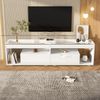 Hochglanz TV-Ständer mit LED-Beleuchtung, Glasablagen und Schubladen, modernes TV-Lowboard für Fernseher bis 70 Zoll Bild 5