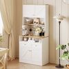 Stilvoller weißer Esszimmer Sideboard mit 2 Schubladen und 4 Türen – Elegantes Buffet für Küche, Esszimmer & Wohnzimmer mit Silber Griffen und großzügigem Stauraum Bild 3