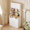 Stilvoller weißer Esszimmer Sideboard mit 2 Schubladen und 4 Türen – Elegantes Buffet für Küche, Esszimmer & Wohnzimmer mit Silber Griffen und großzügigem Stauraum Bild 2