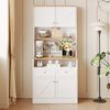 Stilvoller weißer Esszimmer Sideboard mit 2 Schubladen und 4 Türen – Elegantes Buffet für Küche, Esszimmer & Wohnzimmer mit Silber Griffen und großzügigem Stauraum Bild 4