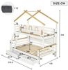 Merax Etagenbett 90x200cm & 120x200cm mit Dachdesign & Leitplanke (1-St, Jugendbett Stockbett Doppelbett), Kieferholz Kinderbett mit 2 Schubladen, Regalreihe & 4-stufiger Treppe Bild 4