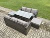 Fimous Rattan Gartenmöbel-Set mit Langer rechteckiger Esstisch 2 Großer Hockern 5 Stücke Outdoor Garten Sofa Set Dunkelgrau gemischt Bild 2