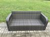 Fimous Rattan Gartenmöbel-Set mit Langer rechteckiger Esstisch 2 Großer Hockern 5 Stücke Outdoor Garten Sofa Set Dunkelgrau gemischt Bild 5