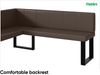 MEBLINI Eckbank für Esszimmer mit ausziehbarem Tisch - Küchenbank - Essecke - Sitzecke Küche - PETER - U-Beine 128x168x87cm Links - Braun Kunstleder/M Weiß-Schwarz Hochgl. Bild 5