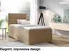 MEBLINI Kinderbett mit Bettkasten MINO 1 90x200 Links – H3/Hellbraun Samt Gepolstert Einzelbett mit Matratze - Polsterbett mit Stauraum - Bett mit Kopfteil – Stauraumbett Bild 2