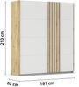 Schwebetürenschrank >Mosbach< in alpinweiß / Eiche Artisan - 181x210x62 (BxHxT) Bild 5