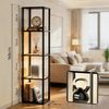XERSEK Glasvitrine 5 Etagen Vitrine mit Dimmbar LED Beleuchtung Standregal 39×30×168cm (Stufenlos Dimmbar per Fernbedienung & Fußsteuerung) für Sammlerstücke, Wohnzimmer, Schlafzimmer, Schwarz Bild 2