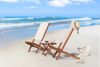 Wikingerstuhl-Set, Doppelpack mit Tisch, Stofffarbe weiß, Holz Buche Natur Bild 2