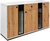 Kommode Salsa 2 Lamellenoptik Anbauwand Wohnwand Sideboard MDF Artisan + Weiss Bild 3