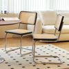 LVHOM 2er Set Freischwinger, Esszimmerstuhl mit Wiener Geflecht, Bauhaus Küchenstuhl aus Natur-Rattan, 25mm Chromgestell, stapelbarer Wohnzimmerstuhl, Schwarz Bild 2