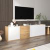 TV-Schrank 171 cm Weiß Holzoptik mit 3 Türen & 3 Schubladen, Lowboard mit verstellbaren Regalen Bild 4