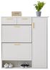 Refined Living Schuhschrank mit verstellbaren Regalen,mit goldenen Griffen, Schubladen (weiß, B95/D24/H107.5cm, Schuhregal, Klappschrank, Multifunktional, Schuhaufbewahrung, Aufbewahrungsschrank, 1-St, mit 2 Schubladen und 3 Türen, Multifunktional) mit... Bild 4