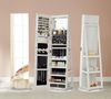 Songmics Schmuckschrank mit rahmenlosem Ganzkörperspiegel, 360° drehbar, abschließbar, Oberfläche weiß | Innenfutter schwarz, 162 x 54,5 x 54,5 cm Bild 4