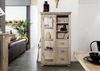 Vitrinenschrank Schrank 100x175 1 Tür 3 Schubladen Mango Holz massiv geweißt Bild 3