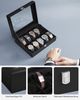 SONGMICS Uhrenbox mit 10 Fächern, Uhrenkasten, Glasdeckel, Uhrenkoffer, herausnehmbare Uhrenkissen, Metallverschluss, Geschenkidee, PU-Bezug in Schwarz, Innenfutter in Schwarz Bild 4