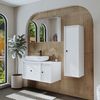 Roomart GUSTO-I-90 Badmöbel Set– 4-teiliges Badezimmermöbel Set - Waschbeckenunterschrank mit Keramikwaschbecken, Spiegelschrank & Hochschrank - H 45 x B 45 x T 90 cm • Weiß Bild 4
