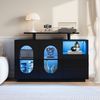 REDOM Sideboard mit praktischem Stauraum, Hochglanzoptik und ovalen Glastüren (LED-Anrichte, Küchenschrank, 120 x 40 x 80 cm) Bild 3