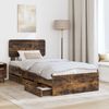 vidaXL Bettrahmen Geräucherte Eiche 75 x 190 cm Holzwerkstoff 3412238 Bild 3