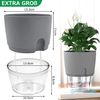 iDattel Kräutertopf Küche 3er Set selbstbewässernd Grau 18.2x11x15.3 cm Bild 2