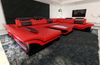 Wohnlandschaft Enzo XXL in Leder - Echtleder - rot-schwarz - Links Bild 2