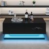 MODFU Couchtisch mit Hochglanz-Oberfläche (Satztisch, Wohnzimmertisch, Beistelltisch, 1-St, mit 2 Schubladen), mit LED-Beleuchtung, gesteuert über eine mobile App Bild 2