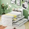 Einzelbett 90x190 cm mit Ausziehbett, 2 Schubladen und Nachttisch mit USB – Massivholz weiß Bild 1