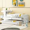 Einzelbett 90x190 cm mit Ausziehbett, 2 Schubladen und Nachttisch mit USB – Massivholz weiß Bild 5