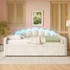 Schlafsofa mit LED-Beleuchtung und Lattenrost, Liegefläche von 90 auf 180 cm erweiterbar, Polsterbett, Samt, beige Bild 3