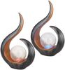2er Set Solarleuchten mit Crackleglas & Farbwechsel, Schwarz Gold, Höhe 33,5cm Bild 2