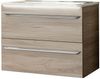 FACKELMANN LUXOR Waschbecken mit Unterschrank 80 cm breit, Braun hell, Waschbecken Gussmarmor Weiß Bild 1