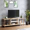 Fernsehtisch Ærøskøbing mit 2 Ablagefächern 43 x 120 x 29 cm Holzoptik/Weiß [en. casa] Bild 5