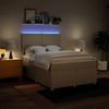 vidaXL Boxspringbett mit Matratze Creme 140x190 cm Stoff 3293573 Bild 4
