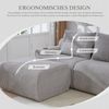 Modulares 3-Sitzer Cordsofa m. 2 Hockern, Getränkehalter, Tasche, Hellgrau Bild 5