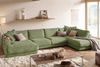 KAWOLA Sofa MADELINE Wohnlandschaft U-Form Cord olivgrün Longchair links 86 x 224 x 425 cm Bild 2