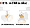 ZMH Deckenstrahler Vintage Weiß Deckenlampe: 2 Flammig Retro Strahler E27 Flurlampe Schwenkbar 350° Metall Deckenspots Industrial Innen Deckenleuchte für Flur Küche Eingang Wohnzimmer Schlafzimmer Bild 5