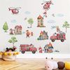 Montegoni Wandsticker Feuerwehr Fahrzeuge Wandsticker Kinderzimmer Rettungsfahrzeuge (Mehrteiliges Wandsticker Set, 2er Set Feuerwehr Wandsticker), Selbstklebend, Ablösbar, Mehrteilig, Dekorativ Bild 3