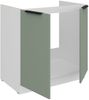 Küchen Spülenunterschrank 80 cm Küche ARIA Aquamarin ultra matt + Weiss matt, hochwertige Fronten mit Anti Fingerprint Beschichtung Küchenzeile Küchenblock Bild 3