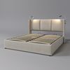 Merax Polsterbett mit LED Beleuchtung und Lattenrost, Beige, 160x200 cm, Leinen Bild 3