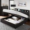 AMERLIFE Bett Doppelbett, Jugendbett mit hydraulischem Stauraum, USB & Steckdosen (1-tlg, Ohne Matratze), Industrie-Design, 140x200 cm Bild 3