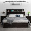 AMERLIFE Bett Doppelbett, Jugendbett mit hydraulischem Stauraum, USB & Steckdosen (1-tlg, Ohne Matratze), Industrie-Design, 140x200 cm Bild 4