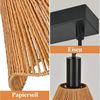 Nettlife Pendelleuchte Schwarz Rattan Retro Boho Hängelampe mit 1/3 flammige E27 Fassung, Höhenverstellbar, ohne Leuchtmittel, ob Schlafzimmer Flur Esszimmer Dachboden Küche Bild 4